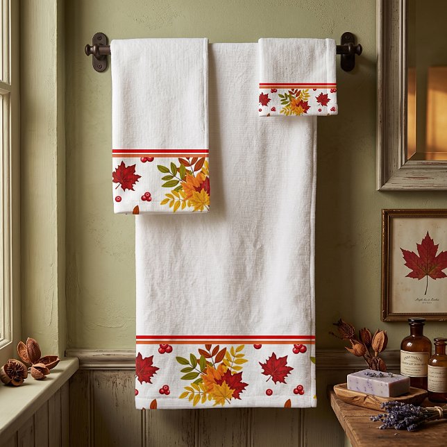 Fall leaves and berries bath towel set (Creator Uploaded)
