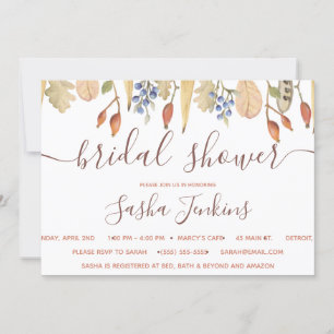 Fall Leaves and Berries Bridal Shower Invitation