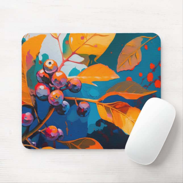 Fall leaves and berry. Abstract autumn floral  Mouse Mat (With Mouse)