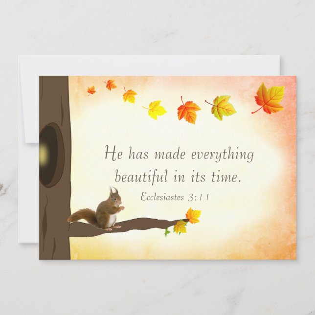 Fall Leaves and Bible Verse Autumn Greetings Card (Front)