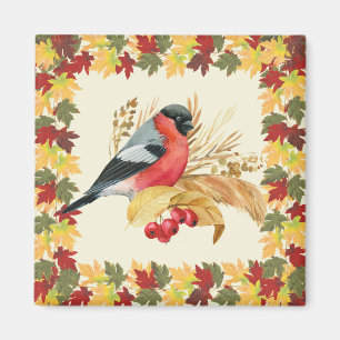 Fall leaves and bird magnet