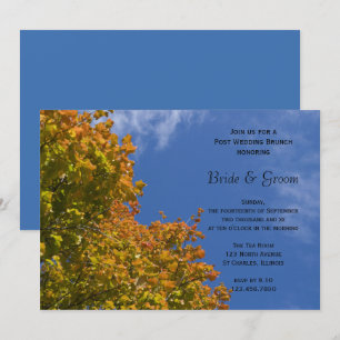 Fall Leaves and Blue Sky Post Wedding Brunch Invitation