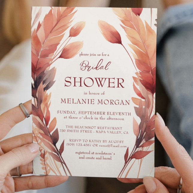 Fall Leaves and Feathers Bridal Shower Invitation (Creator Uploaded)