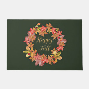 Fall leaves and ladybugs with customisable text doormat