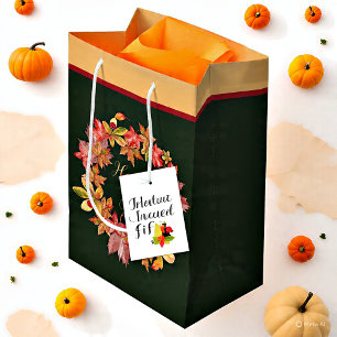 Fall leaves and ladybugs with customisable text medium gift bag