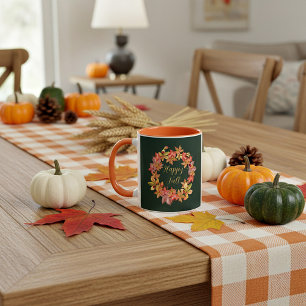 Fall leaves and ladybugs with customisable text mug