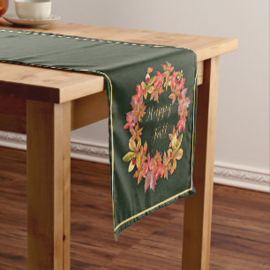 Fall leaves and ladybugs with customisable text s short table runner