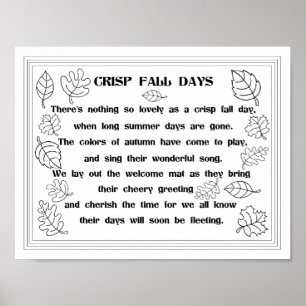 Fall Leaves and Poem Colouring Poster