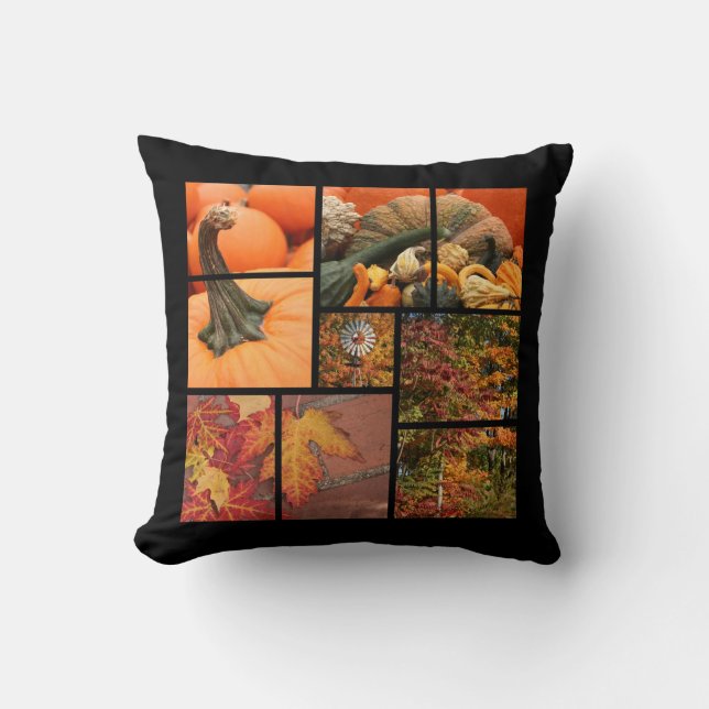 Fall Leaves and Pumpkins Cushion (Front)