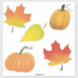 Fall leaves and pumpkins sticker pack