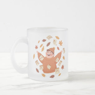 Fall Leaves Art   Playful Autumn Design Frosted Glass Coffee Mug