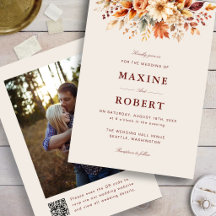 Fall Leaves Autumn Botanical QR Code Photo Wedding