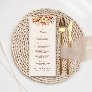 Fall Leaves Autumn Botanical Watercolor Wedding Menu