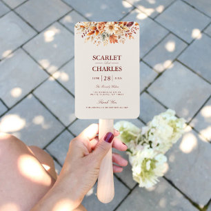 Fall Leaves Autumn Botanical Wedding Program Hand Fan
