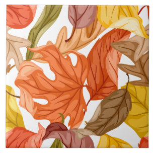 Fall Leaves Autumn Colourful Seasonal Botanical Tile