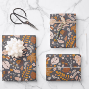Fall Leaves, Autumn night's seamless pattern Wrapping Paper Sheet