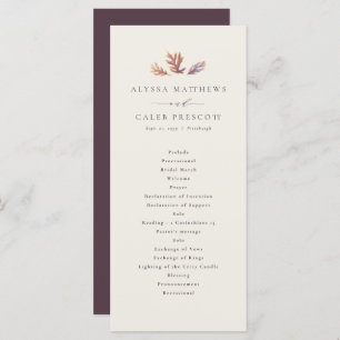 Fall leaves autumn plum wedding programme