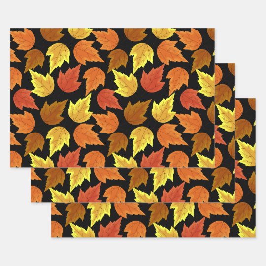 Fall Leaves Autumn Season Thanksgiving Halloween Wrapping Paper Sheet ...