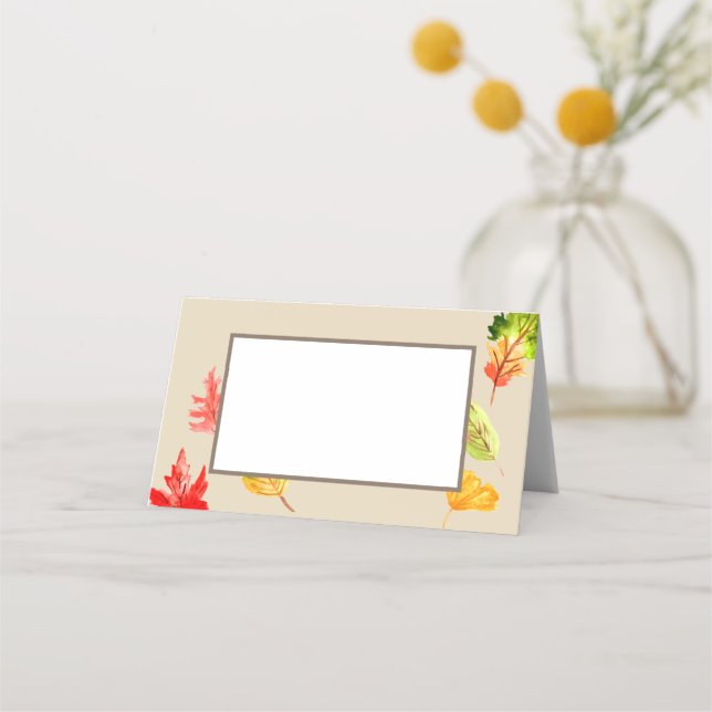 Fall leaves autumn tent food cards (Front)