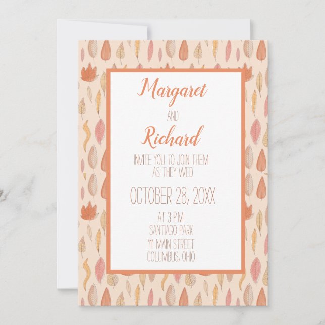 Fall Leaves Autumn Wedding Invitation (Front)