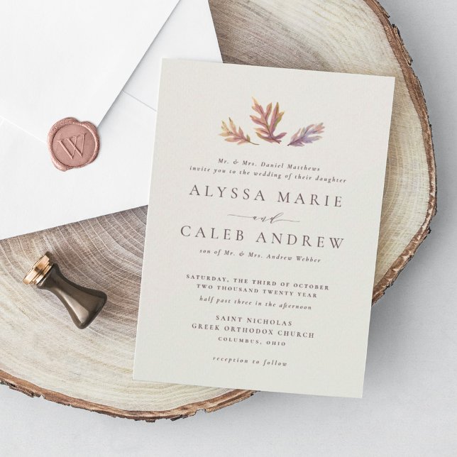 Fall leaves autumn wedding invitation (Creator Uploaded)