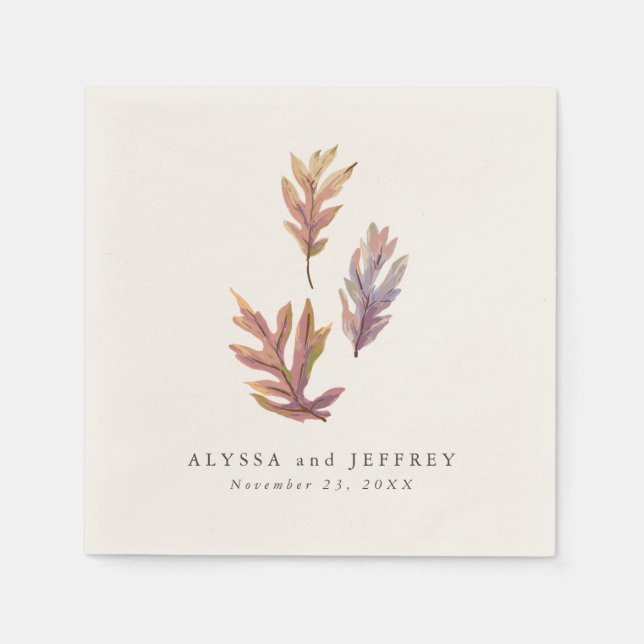Fall leaves autumn wedding personalised napkin (Front)