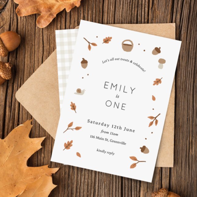 Fall Leaves Autumn Woodland Gingham Invite (Creator Uploaded)