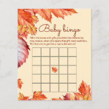 Fall leaves baby shower baby bingo game
