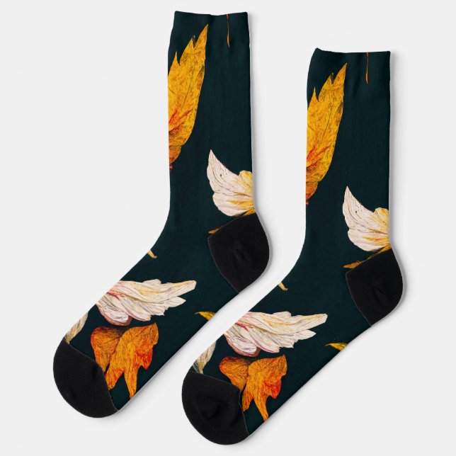 Fall Leaves Background on socks (Left)