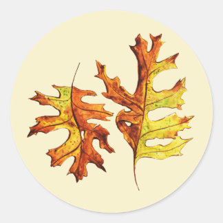 Fall Leaves Beautiful Watercolor Art Classic Round Sticker