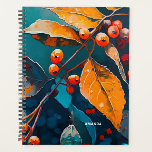 Fall leaves & berry painted Woodland autumn nature Planner