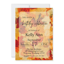 Fall Leaves Birthday Invitation