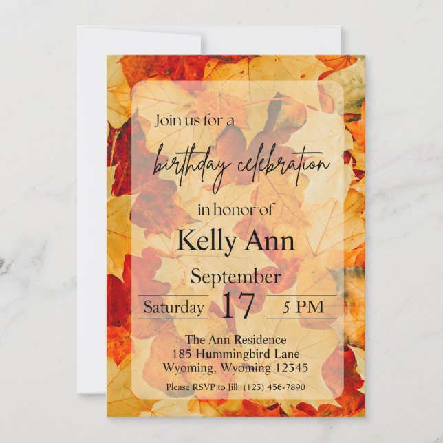 Fall Leaves Birthday Invitation (Front)