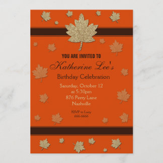 Fall Leaves Birthday Invitation for Adult