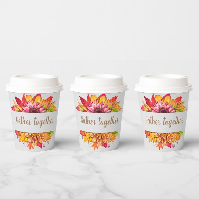 Fall Leaves Bouquet Customisable  Paper Cups (Multi)