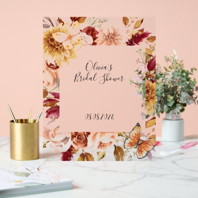 FALL LEAVES BRIDAL SHOWER ACRYLIC SIGN (Wedding)