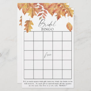 Fall leaves - Bridal shower bingo game