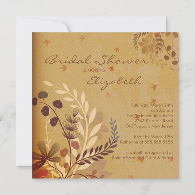 Fall Leaves Bridal Shower Invitation (Front)