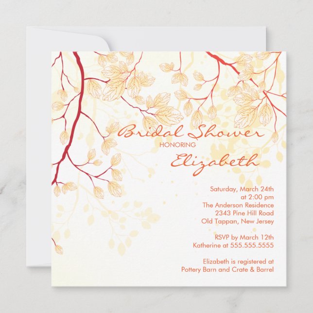 Fall Leaves Bridal Shower Invitation (Front)