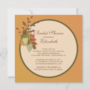 Fall Leaves Bridal Shower Invitation Autumn
