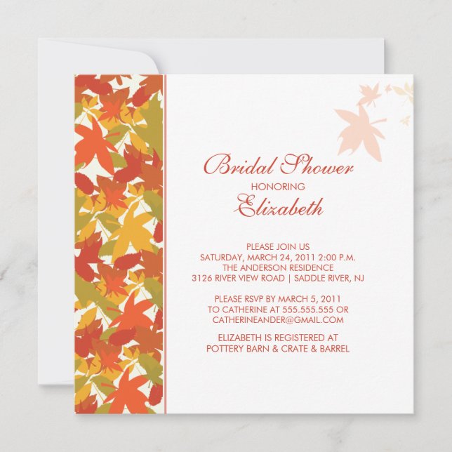 Fall Leaves Bridal Shower Invitation Autumn (Front)