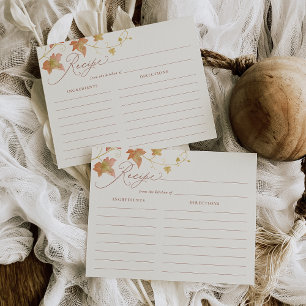 Fall Leaves Bridal Shower Recipe Card