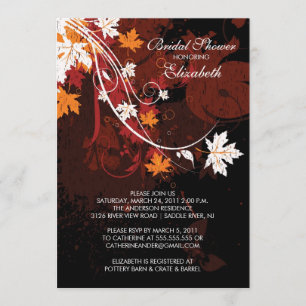 Fall Leaves Bride Bridal Shower Invitation Autumn