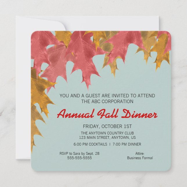 Fall Leaves Business Fall Dinner Invitation (Front)