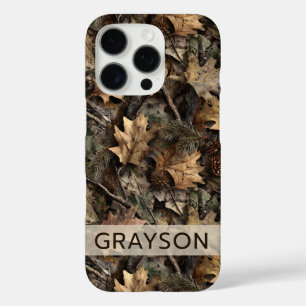 Fall Leaves Camouflage Personalised iPhone 16 Pro Case