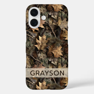 Fall Leaves Camouflage Personalised iPhone 16 Case