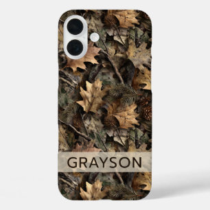 Fall Leaves Camouflage Personalised iPhone 16 Plus Case