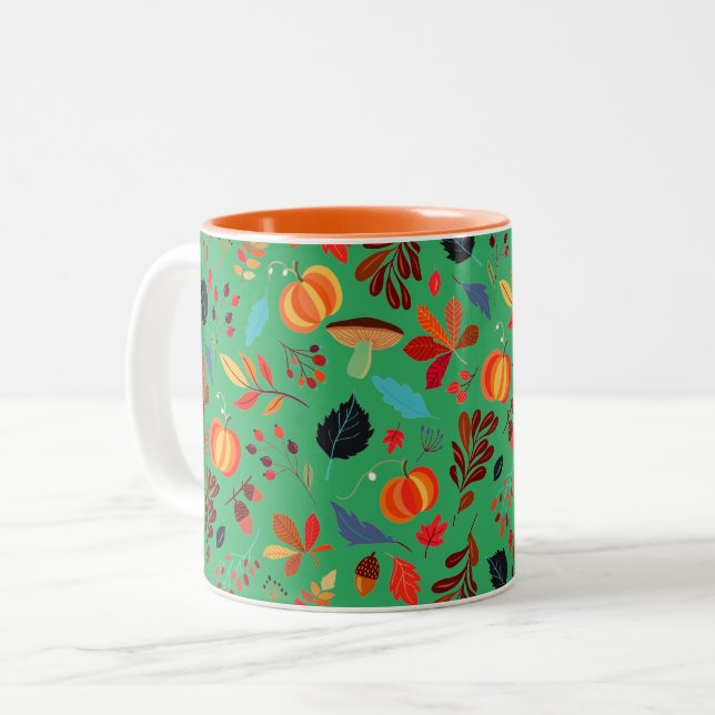 Fall Leaves Coffee Mug or Choose Colour (Front Left)