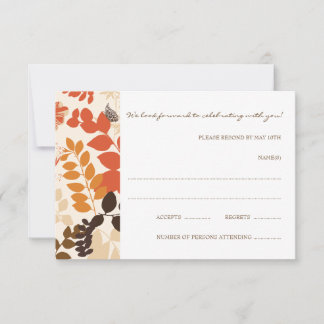 Fall Leaves Collage RSVP Card Wedding