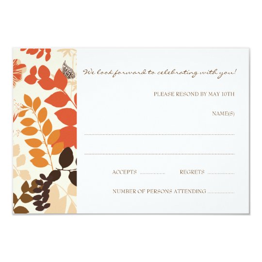 Fall Leaves Collage RSVP Card Wedding